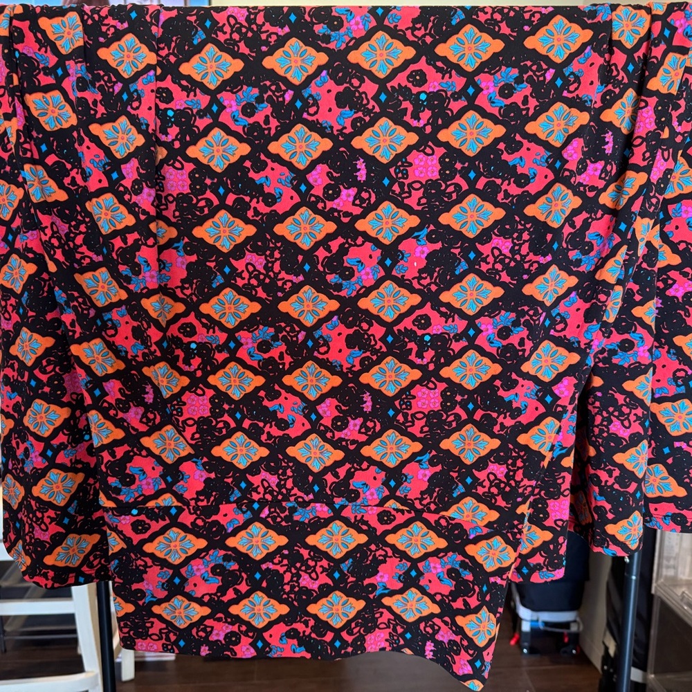 LuLaRoe Floral and Geometric Skirt in Red and Blue